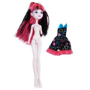 2016 Monster High Electrified Draculaura Doll Neon Black Bat Dress No Arm DVH67